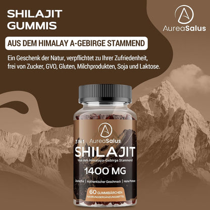 Gomitas De Shilajit 1400Mg Con Chaga Y Ashwagandha, Suplemento Para Hombres Y Mujeres, Rico En 85+ Minerales, Hecho Con Resina Pura Del Himalaya, Sin Azúcar, 120 Gummies